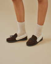 Suede Mocassins With Faux Fur - Women's Loafers | 