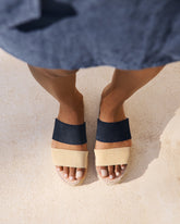 Suede Double Sole<br />Two Bands Sandals | 