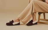 Suede Mocassins With Faux Fur - Women's Loafers | 