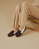 Suede Mocassins With Faux Fur | 
