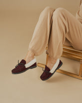 Suede Mocassins With Faux Fur | 