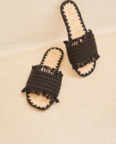Fringed Knots Raffia and Leather Sandals - Women's Special Prices Shoes | 
