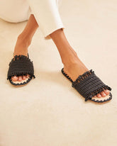 Fringed Knots Raffia and Leather Sandals - Women's Special Prices Shoes | 
