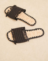 Fringed Knots Raffia and Leather Sandals - Women's Special Prices Shoes | 