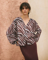 Printed Silk Cotton Voile Monterey Shirt - Women's Top & Shirts | 