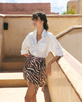 Printed Silk Cotton Voile Lipso Skirt | 