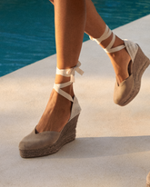 Suede Heart-Shaped Wedge Espadrilles - Women's Shoes | 