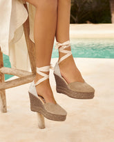 Suede Heart-Shaped Wedge Espadrilles - Women's Shoes | 