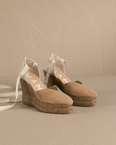 Suede Heart-Shaped Wedge Espadrilles - Women's Shoes | 
