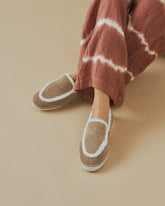 Suede Loafers Espadrilles With Faux Fur - W19LZ - Cortina Vintage Taupe | 