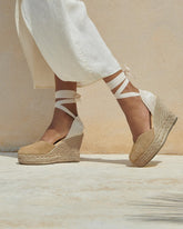 Suede Heart-Shaped Wedge Espadrilles - Women's Shoes | 