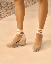 Suede Low Wedge Espadrilles - Women's Shoes | 