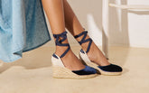 Velvet Low Wedge Espadrilles - Women's Wedges | 