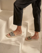 Raffia Pattern Double Sole Slides - Women's Special Prices | 