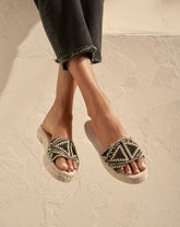 Raffia Pattern Double Sole Slides - Women's Special Prices | 