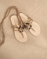 Mer Leather And Wood Effect<br />Lace-Up Ring Sandals - Alex Rivière Studio x Manebí Archive | 
