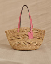 Weaving Raffia and Leather Basket Bag - Women's Special Prices | 